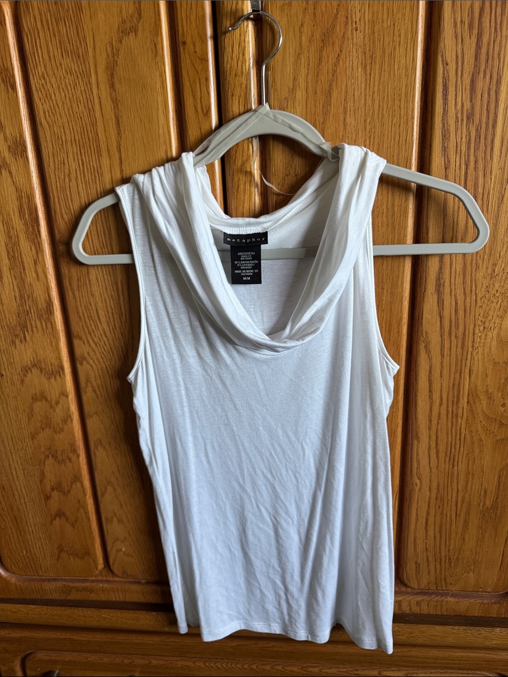 Metaphor White Draped Cowl Neck Tank Top